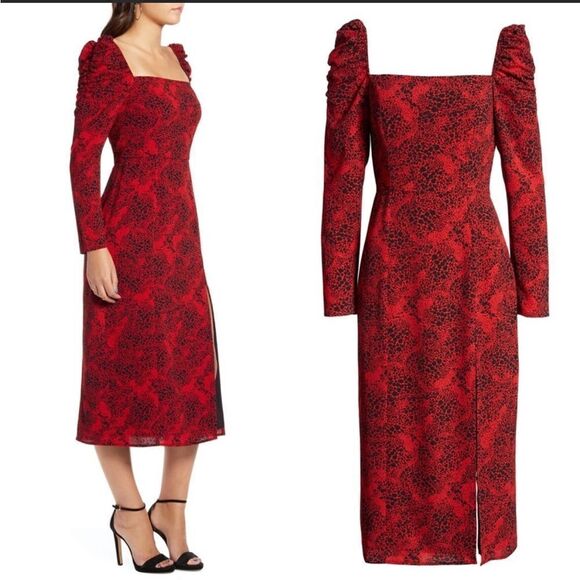 Leith red midi dress - Picture 1 of 9